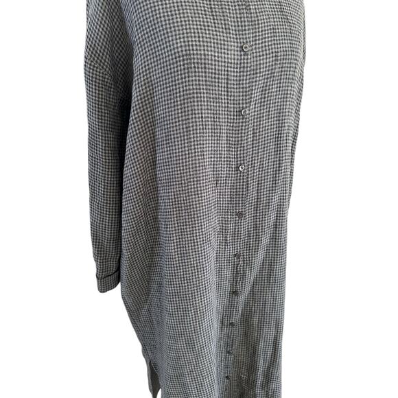 Eileen Fisher Oversized Organic Linen Maxi Puckered Shirt Dress Mandarin Gray XS - Picture 9 of 11
